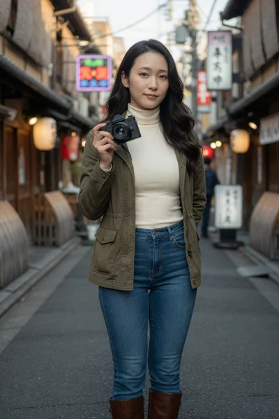 AI-generated Mio in the Field Jacket look.