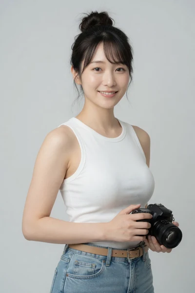 AI-generated Mio in the Messy Bun Studio look.