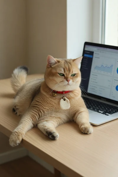 AI-generated Mochi in the Desk Boss look.