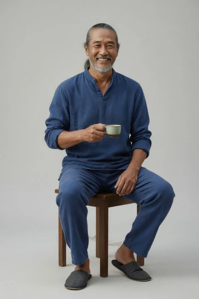 AI-generated Uncle Hock in the Evening Tea look.