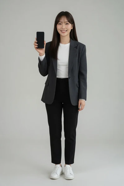 AI-generated Yuna in the Signature Blazer look.