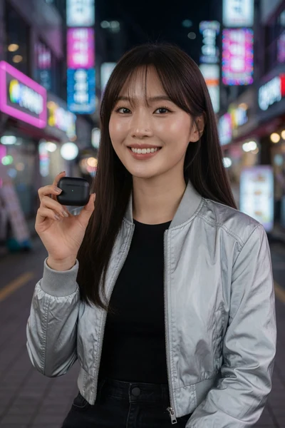 AI-generated Yuna in the Seoul Night look.