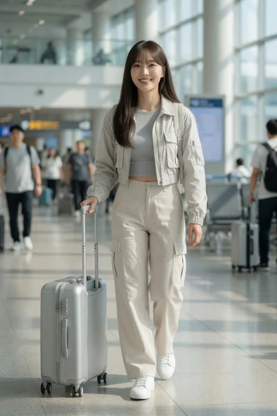 AI-generated Yuna in the Airport Utility look.